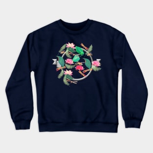 Dragonflies and Lotus Flowers Crewneck Sweatshirt